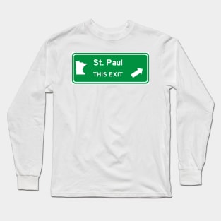 Saint Paul, Minnesota Highway Exit Sign Long Sleeve T-Shirt